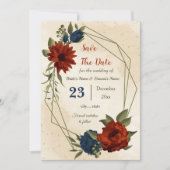 Save The Date oranger brûlé fleurs de la marine botanique (Devant)