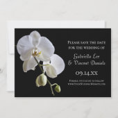 Save The Date Orchidée blanche sur mariage noir Enregistrer la d (Devant)