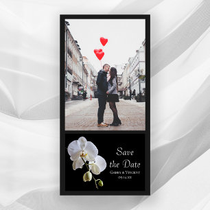 Save The Date Orchidée blanche sur mariage noir Enregistrer la d