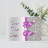 Save The Date Orchidée radiante noeud papillon & Diamants Argent (Debout devant)