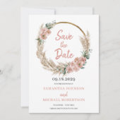 Save The Date Orchidée Rose de Pampas Grass Wreath Blush Eucalyp (Devant)