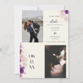 Save The Date Orchidée violette moderne Boho Chic 3 Photos Maria (Devant)