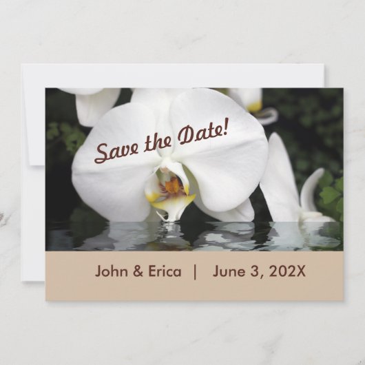 Save The Date Orchidées blanches dans l'eau plat Enregistrer la  (Devant)