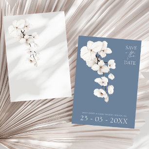 Save The Date Orchidées Bleues Dusty Moderne Mariage Enregistrer