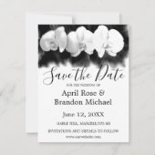 Save The Date Orchidées de couleur blanche noire (Devant)