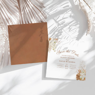Save The Date Orchidées en terre cuite moderne pour mariage en p