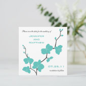 Save The Date Orchidées Enregistrer la date - bleu turquoise et  (Debout devant)