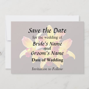 Save The Date Orchidées jaunes et bordeaux Brassolaeliocattleya