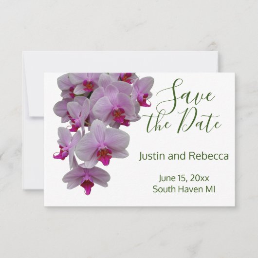 Save The Date Orchidées romantiques modernes roses, photo orchid (Devant)