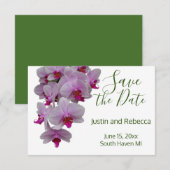 Save The Date Orchidées romantiques modernes roses, photo orchid (Devant / Derrière)