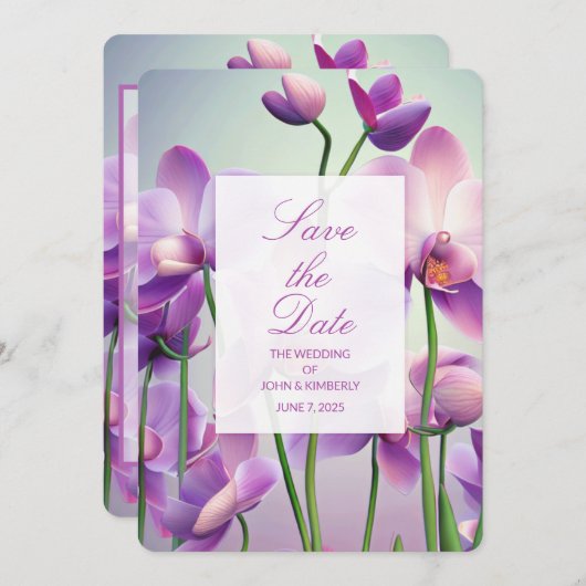 Save The Date Orchidées violettes Mariage floral Enregistrer la  (Devant / Derrière)