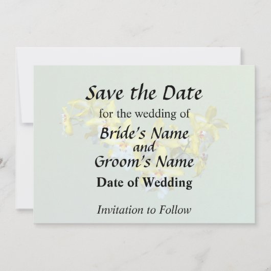 Save The Date Orchidées Vuylstekeara Jaune et Blanc en forme de  (Devant)