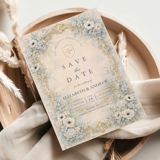 Save The Date Ornate Floral Baroque Wedding