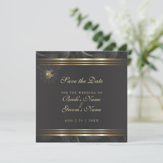 Save The Date Ornate Golden Spiders Enregistrer la date Invitati (Debout devant)