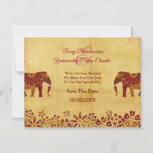 Save The Date Ornate Indian Elephant Rustic Enregistrer La Date