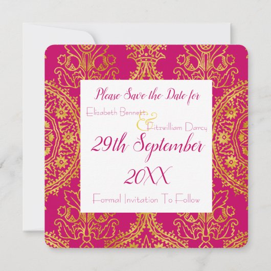 Save The Date Ornate Or Enregistrer La Date (Dos)