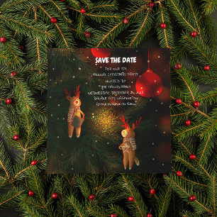 Save The Date Ornement de Noël en forme de renne peint à la main