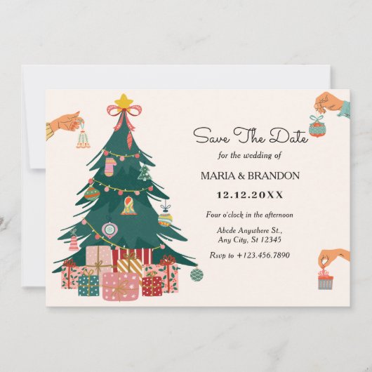 Save The Date ornements de décoration de sapin de Noël mariage (Devant)