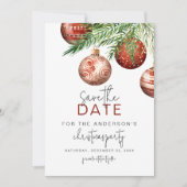 Save The Date Ornements Red & Gold Tree | Fête de Noël (Devant)
