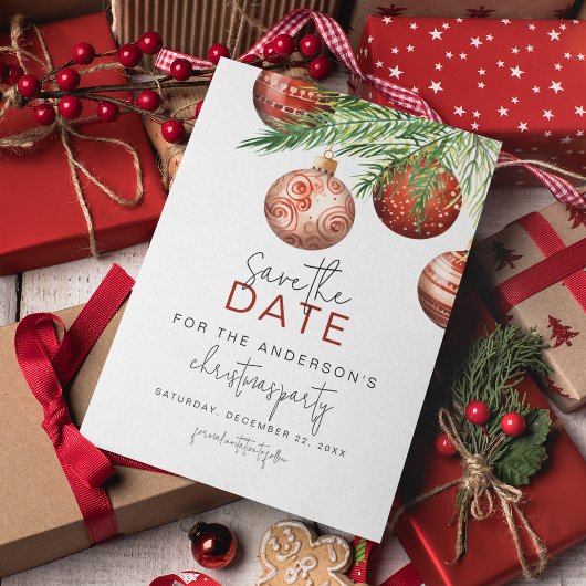 Save The Date Ornements Red & Gold Tree | Fête de Noël