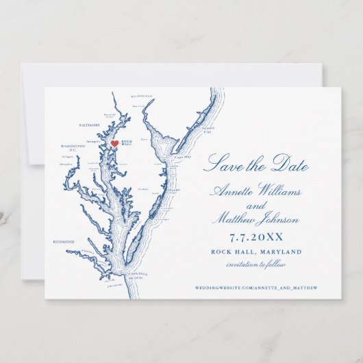 Save The Date Osprey Point Inn Rock Hall MD Mariage élégant (Devant)
