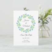 Save The Date Oubliez-moi non aquarelle Floral Wreath (Debout devant)