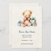 Save The Date Ours en peluche mignonne avec cadeaux de Noël (Devant / Derrière)