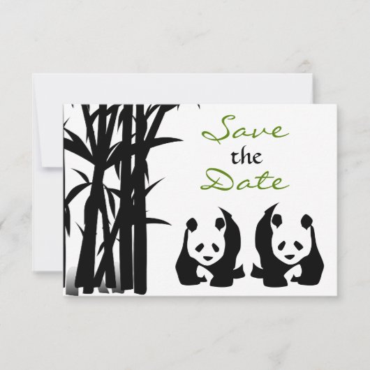 Save The Date Ours Panda et Mariage Bambou Enregistrer la Date (Devant)