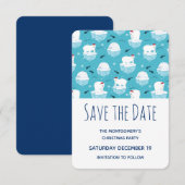 Save The Date Ours polaires mignons à la fête de Noël de Santa H (Devant / Derrière)