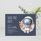 Save The Date Outerspace Bleu 1er anniversaire (Debout devant)