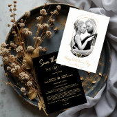 Save The Date Oval Effect Black Heart Happy Valentine's Day