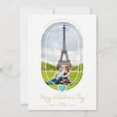 Save The Date Oval Effect Blue Heart Happy Valentine's Day Photo (Devant)