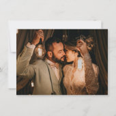 Save The Date Ovale du mariage photo feuille blanc gris (Dos)