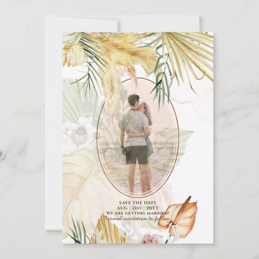 Save The Date Overlay Pampas Grass PHOTO Mariage Enregistrer La  (Devant)