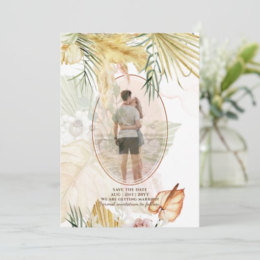 Save The Date Overlay Pampas Grass PHOTO Mariage Enregistrer La  (Debout devant)