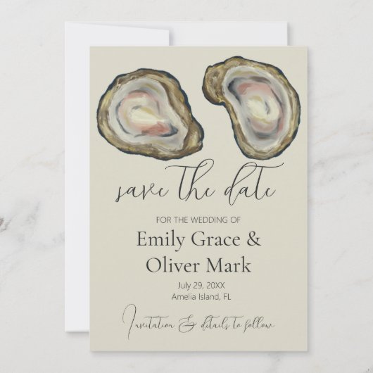 Save The Date Oyster Shells Wedding Enregistrer La Date (Dos)