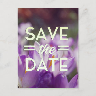 Save the Date Paarse Bloem Briefkaart