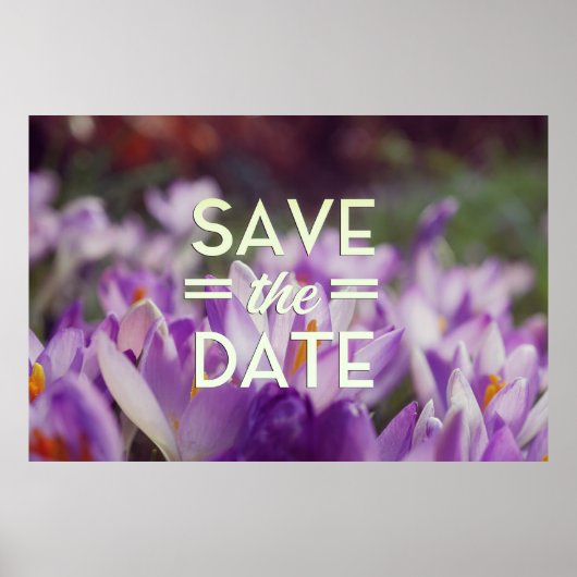 Save the Date Paarse Bloem Poster (Voorkant)