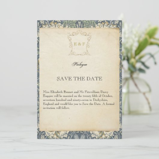 Save The Date Page de livre Mariage style victorien Enregistrer (Debout devant)