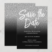 Save The Date Pailleté Argent Ombré Noir (Devant / Derrière)