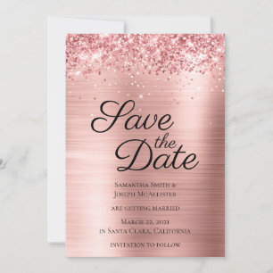 Save The Date Pailleté de corail brillant or rose pâle ombré feu