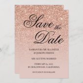 Save The Date Pailleté dégradé or rose antique (Devant / Derrière)