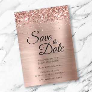 Save The Date Pailleté Rose Gold Glitter Feuille de Papier Glam