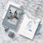 Save The Date Paillettes Florales Mariage Bleu Poussiéreux V2 ID