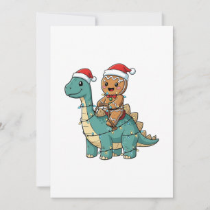 Save The Date Pain d'épices montant un dinosaure Santa Noël