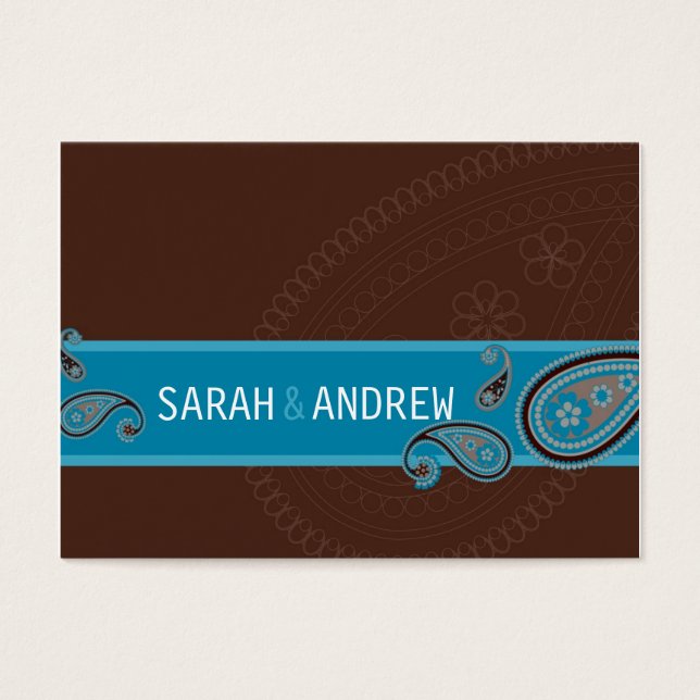 SAVE THE DATE :: Paisley - choc & turquoise (Devant)