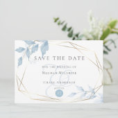 Save The Date Pale Dusty Blue Delicate Foliage (Debout devant)