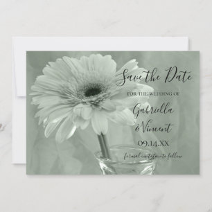 Save The Date Pale Green Tinted Daisy Wedding Enregistrer la dat