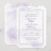 Save The Date Pale Lilac Aquarelle Branche de l'eau d'égout (Devant / Derrière)