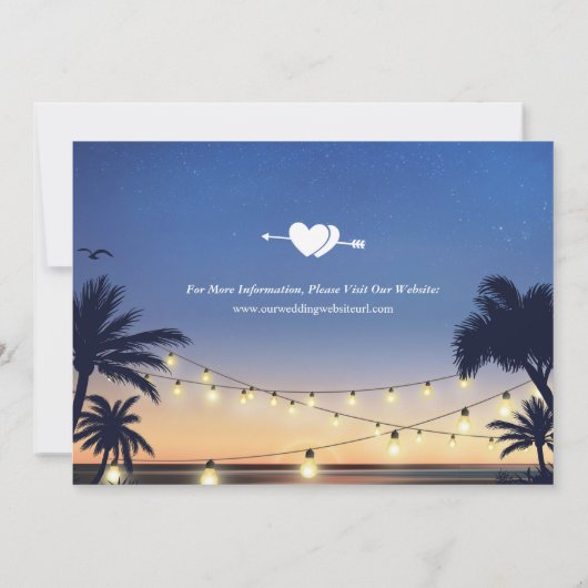 Save The Date Palm Beach Sunset String Lights Enregistrer la dat (Dos)